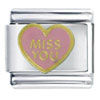 Miss You Heart  Pink  Italian Charm