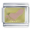 Gold Plated Pink Footprint Italian Charm