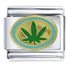 Green Hemp Leaf Italian Charm