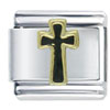 Gold Plated Black Cross Italian Charm