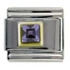 October Pink Tourmaline Color Birthstone Square Italian Charm