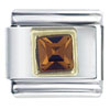 November Topaz Color Birthstone Square Italian Charm