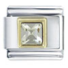 April Diamond Color Birthstone Square Italian Charm
