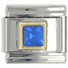 December Blue Zircon Color Birthstone Square Italian Charm