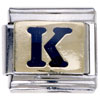 Letter K Golden Italian Charm Bracelets Laser