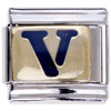 Letter V Golden  Italian  Charm  Bracelets  Laser