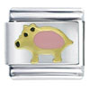 Pink Pig Golden Italian Charm