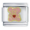 Heart Bear Pink Italian Charm