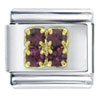 Gold Plated 4 Pcs February Amethyst Color Birthstone Studded Italian Charm