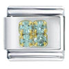 Gold Plated 4 Pcs March Aquamarine Color Birthstone Studded Italian Charm