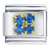 Gold Plated 4 Pcs December Blue Zircon Color Birthstone Studded Italian Charm