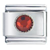 January Garnet Color Round Birthstone Italian Charm