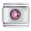 July Ruby Color Round Birthstone Italian Charm