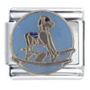 Rocking Horse On Blue Italian  Charm 