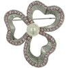  Pearl  &amp; Pink Clover Brooch