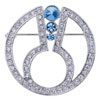 Elegant Blue  Crystal   Brooch  Floral