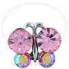 Pink Round Studded Butterfly Toe Ring