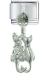 Two Cats Dangle Italian Charm