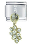 Dangle Clear Rhinestone  Flower  Italian Charm