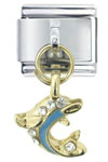 Rhinestone Dolphin Dangle Italian Charm