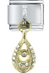 Rhinestone Teardrop Dangle Italian Charm