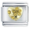November Birthstone Golden Heart Italian Charm