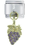 Purple Grape Bunch Dangle Italian Charm