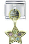Colorful Rhinestone Star Dangle Italian Charm