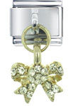 Rhinestone Bow  Dangle   Italian   Charm 