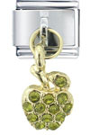 Rhinestone Apple Charm Dangle Italian Charm