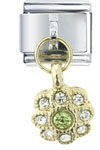 Dangle Crystal Gold  Flower  Italian Charm