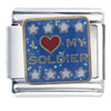 I Heart My Soldier Italian Charm