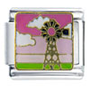 Windmill Pink Sunset Scene Italian Charm