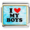 I Love My Boys Red Heart Photo Charm Photo Italian Charm