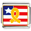 Usa Flag &amp; Yellow Ribbon Photo Italian Charm