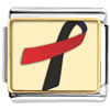 Black And  Red   Ribbon  Awareness Photo Italian Charm