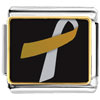 Gold And  Silver  Ribbon Awareness Photo Italian Charm
