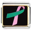 Pink And  Teal  Ribbon Awareness Photo Italian Charm