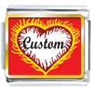 Gold Plated Valentine's Day Custom Feathered Heart Photo Italian Charms Bracelets