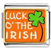 Gold Plated St. Patrick's Day Theme Photo Italian Charm With Words "luck Of The Irish"