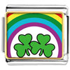 Gold Plated St. Patrick's Day Theme Photo Italian Charm With Shamrock And Rainbow