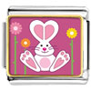 Gold Plated Cartoon Theme Photo Italian Charm, Bunny Love Easter