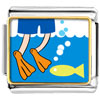 Gold Plated Animal Swimming Fish Photo Italian Charm Bracelets