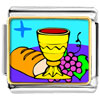 Gold Plated Religion Bread amp Wine Photo Italian Charm Bracelets