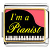 Gold Plated  Music  I Am A Pianist Photo Italian Charm  ... 
