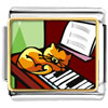 Gold Plated Music  Piano  And Cat Photo Italian Charm  ... 