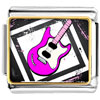 Gold Plated  Music  Theme Pink Electric Guitar Photo Italian  ... 
