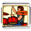 Gold Plated  Music  Theme Playing Drummer Photo Italian Charm  ... 
