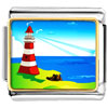 Gold Plated Travel amp Culture Lighthouse Photo Italian Charm Bracelets