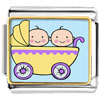 Gold Plated Family Twin Baby Photo Italian Charm Bracelets